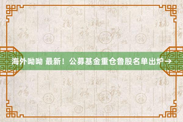 海外呦呦 最新！公募基金重仓鲁股名单出炉→