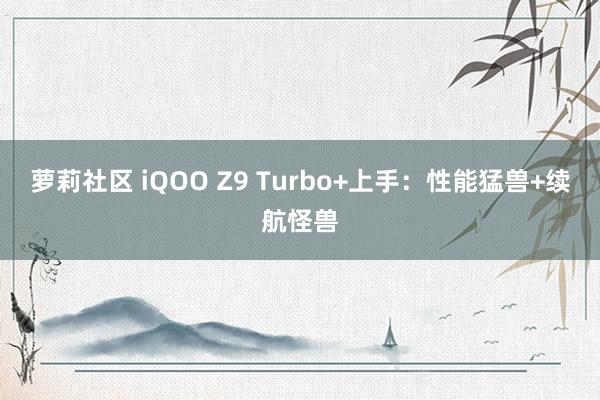 萝莉社区 iQOO Z9 Turbo+上手：性能猛兽+续航怪兽