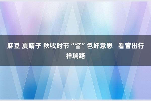 麻豆 夏晴子 秋收时节“警”色好意思   看管出行祥瑞路